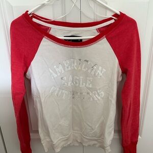 American Eagle Outfitters Red and White Sweater